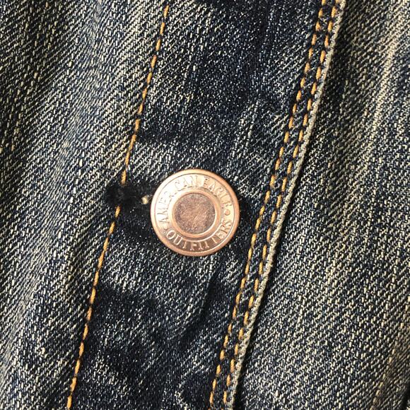 American Eagle Distressed Denim Jean Jacket Size Medium - Picture 14 of 14
